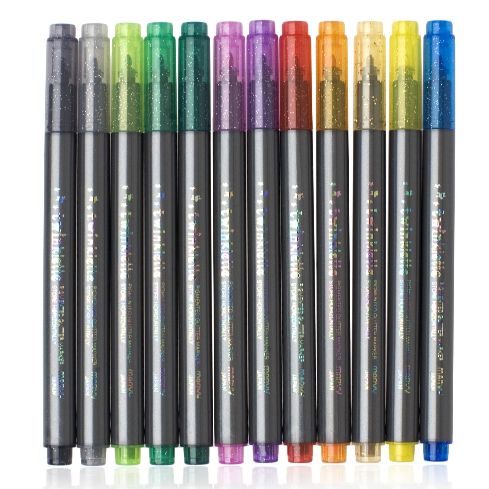 Marvy Set of 12 Twinklette Glitter Marker Pens - QVC UK