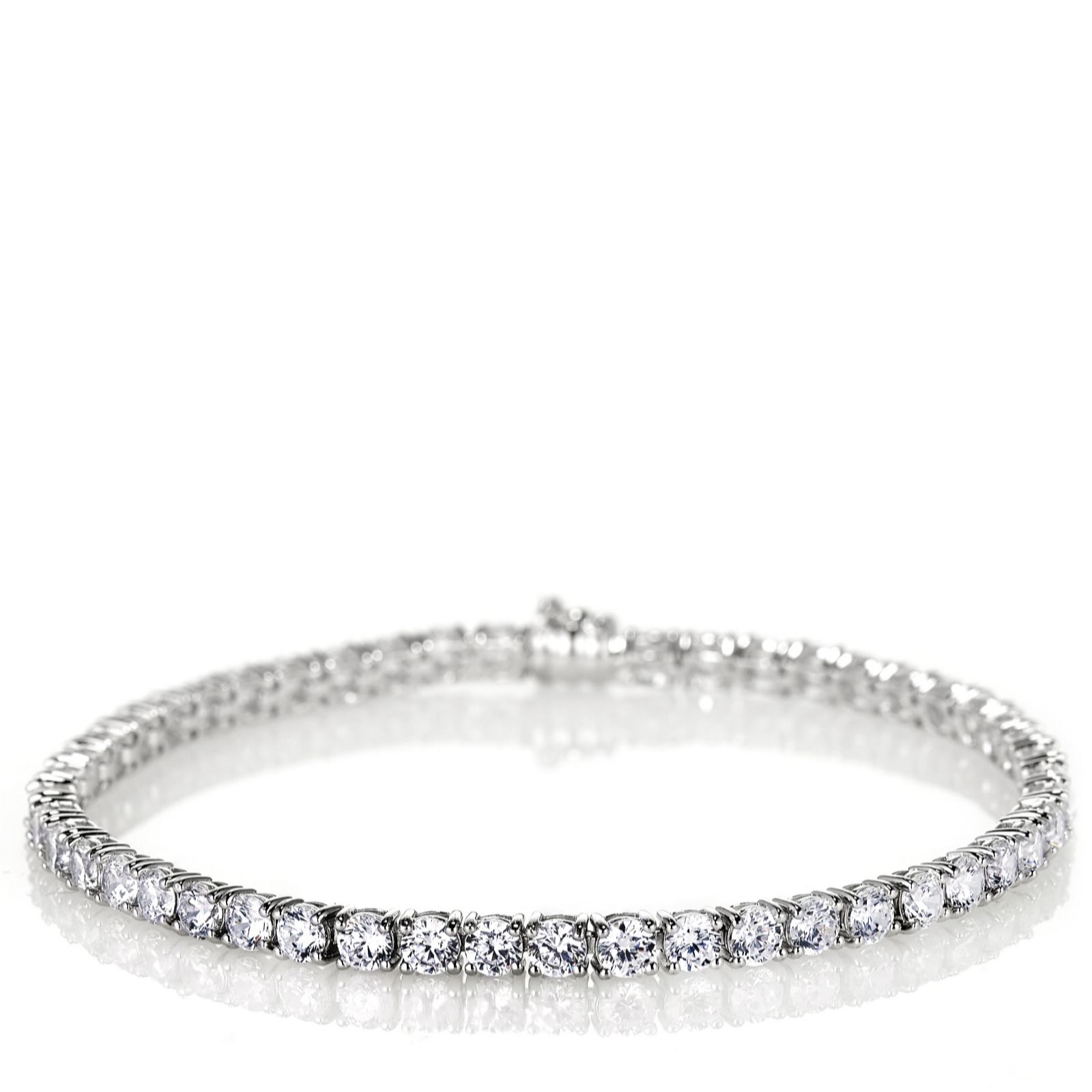 Diamonique 10ct tw Tennis Bracelet with Fastener Sterling Silver Page 1 QVC UK