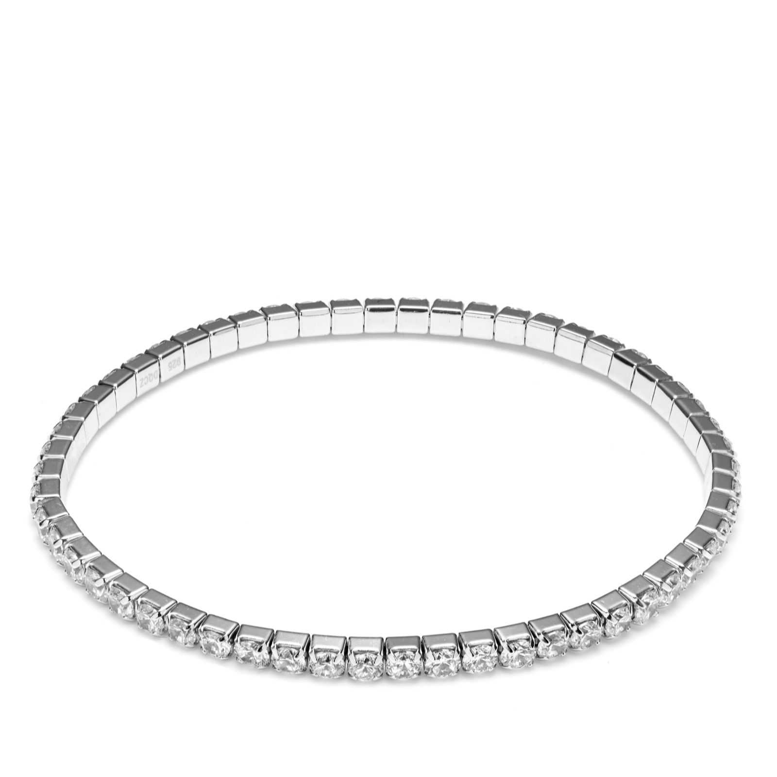 Diamonique 5.6ct tw Stretch Tennis Bracelet Sterling Silver Page 1