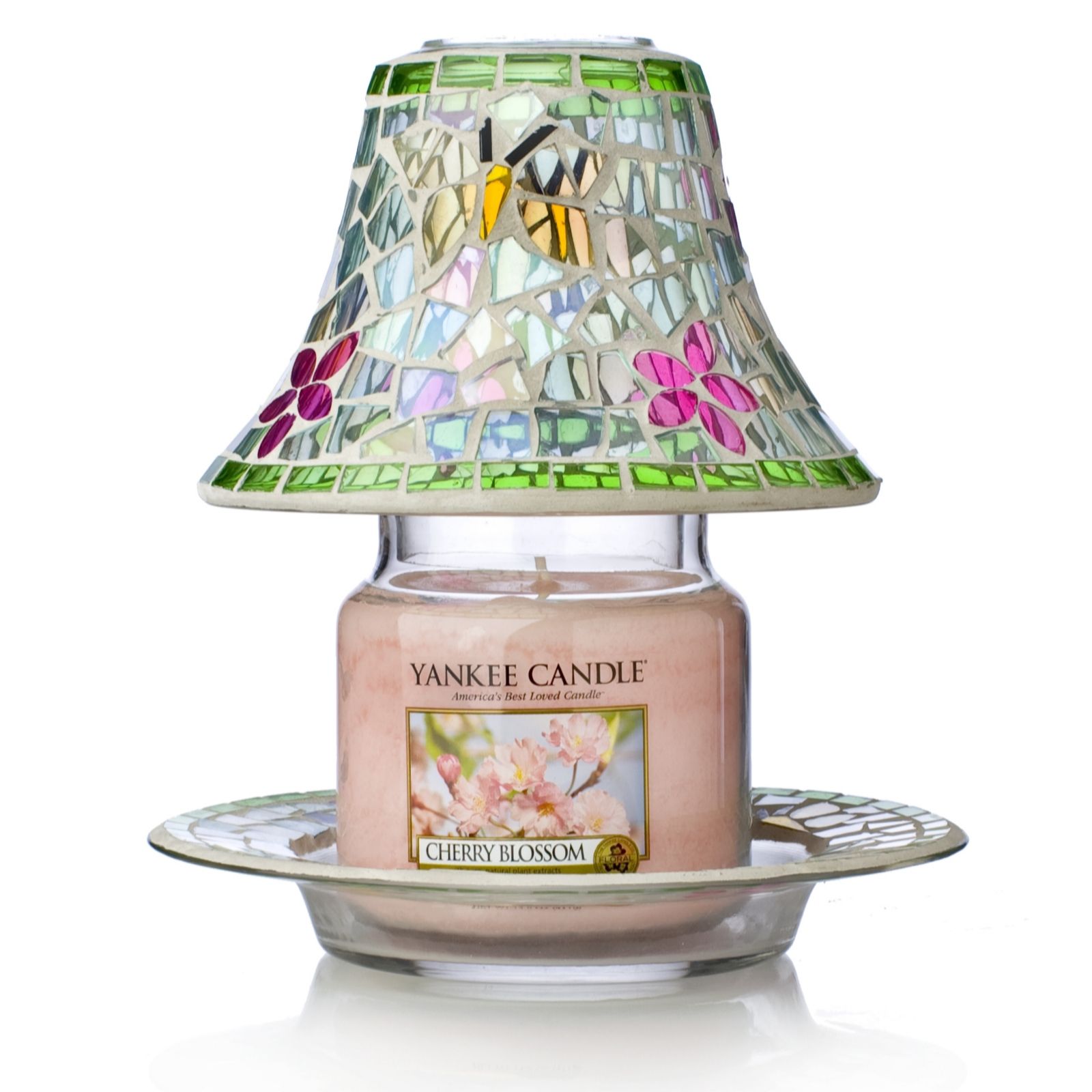 Yankee Candle Butterfly Shade & Plate with Medium Candle - QVC UK