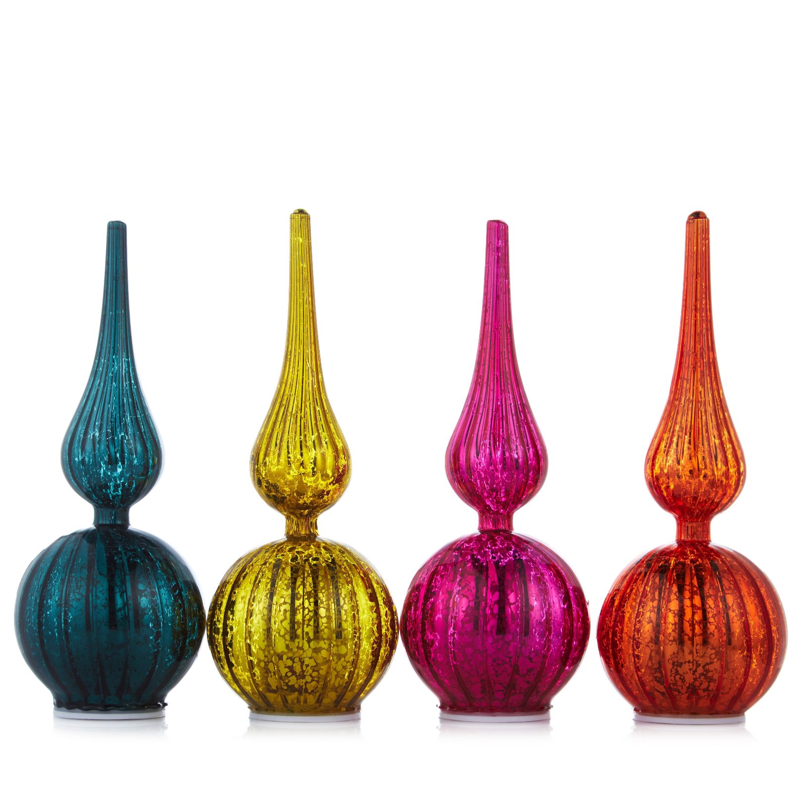 Alison Cork Set of 4 Mini Light Up Glass Finials QVC UK