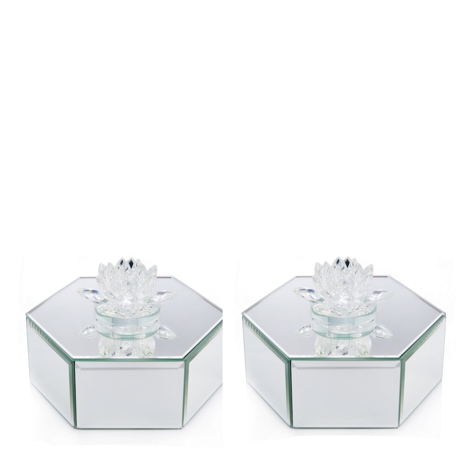 JM by Julien Macdonald Set of 2 Crystal Lotus Flower Mirror Trinket Box