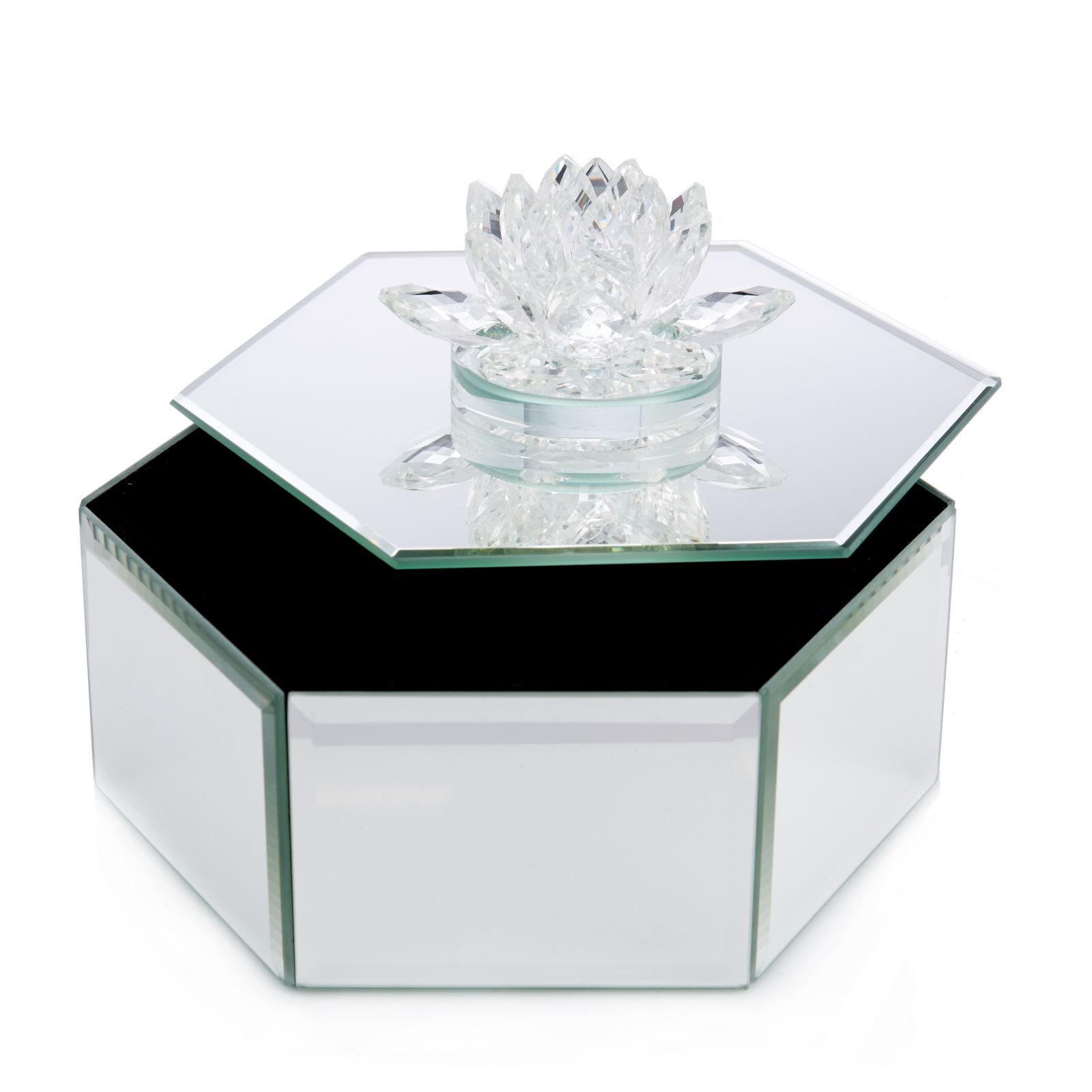 JM by Julien Macdonald Set of 2 Crystal Lotus Flower Mirror Trinket Box