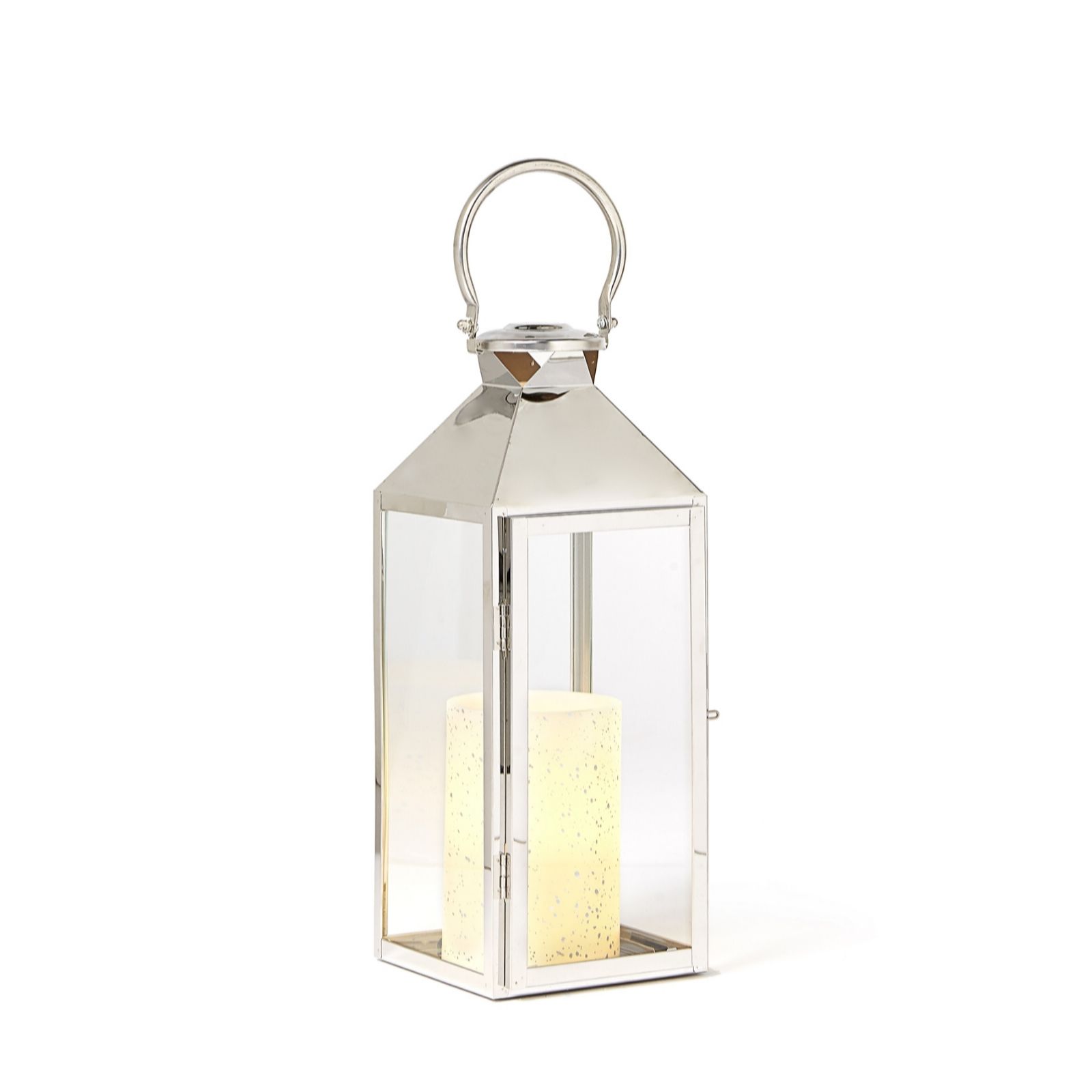 Alison Cork Stainless Steel Lantern with LED Candle QVC UK