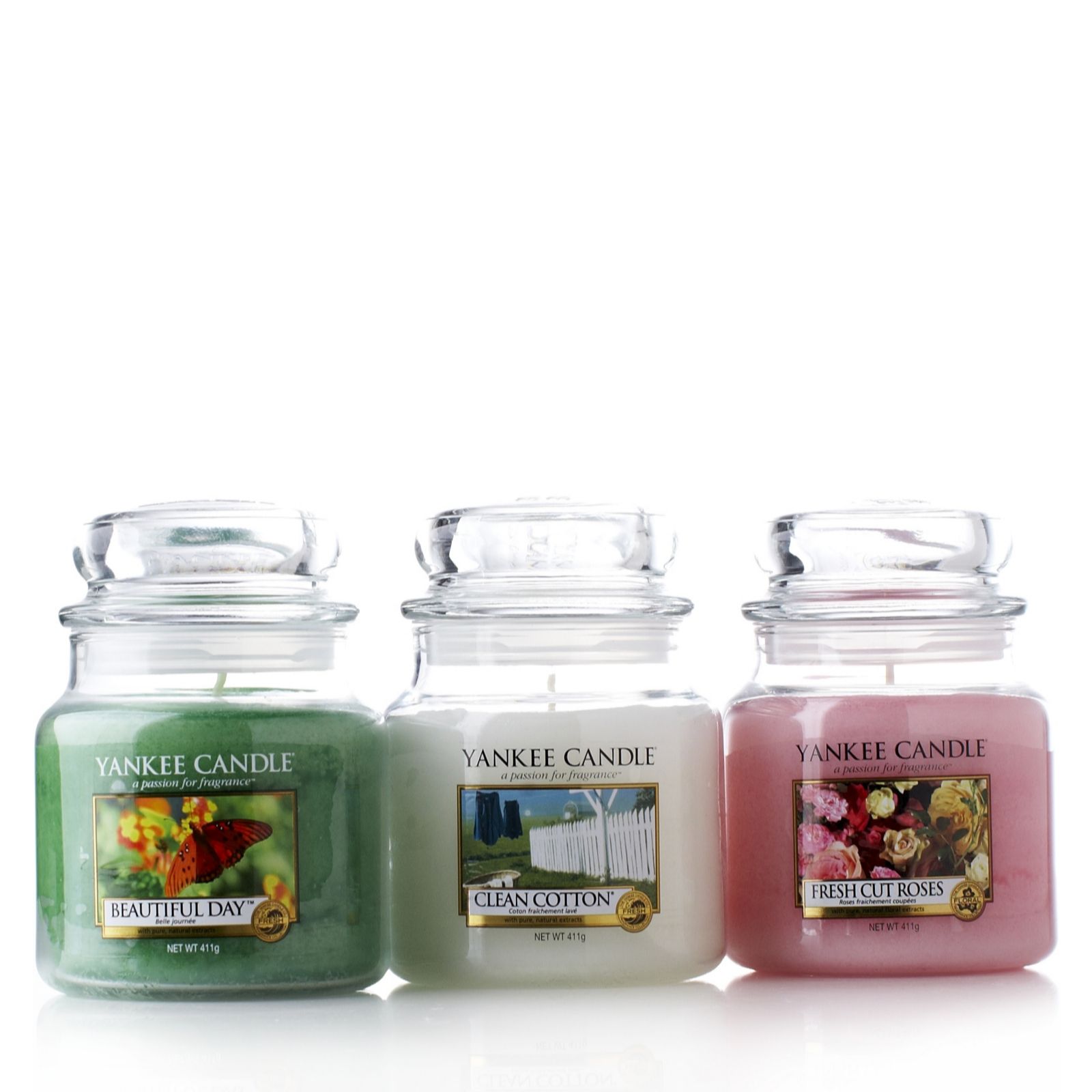 Yankee Candle Fresh as a Daisy Set of 3 Medium Jar Candles QVC UK