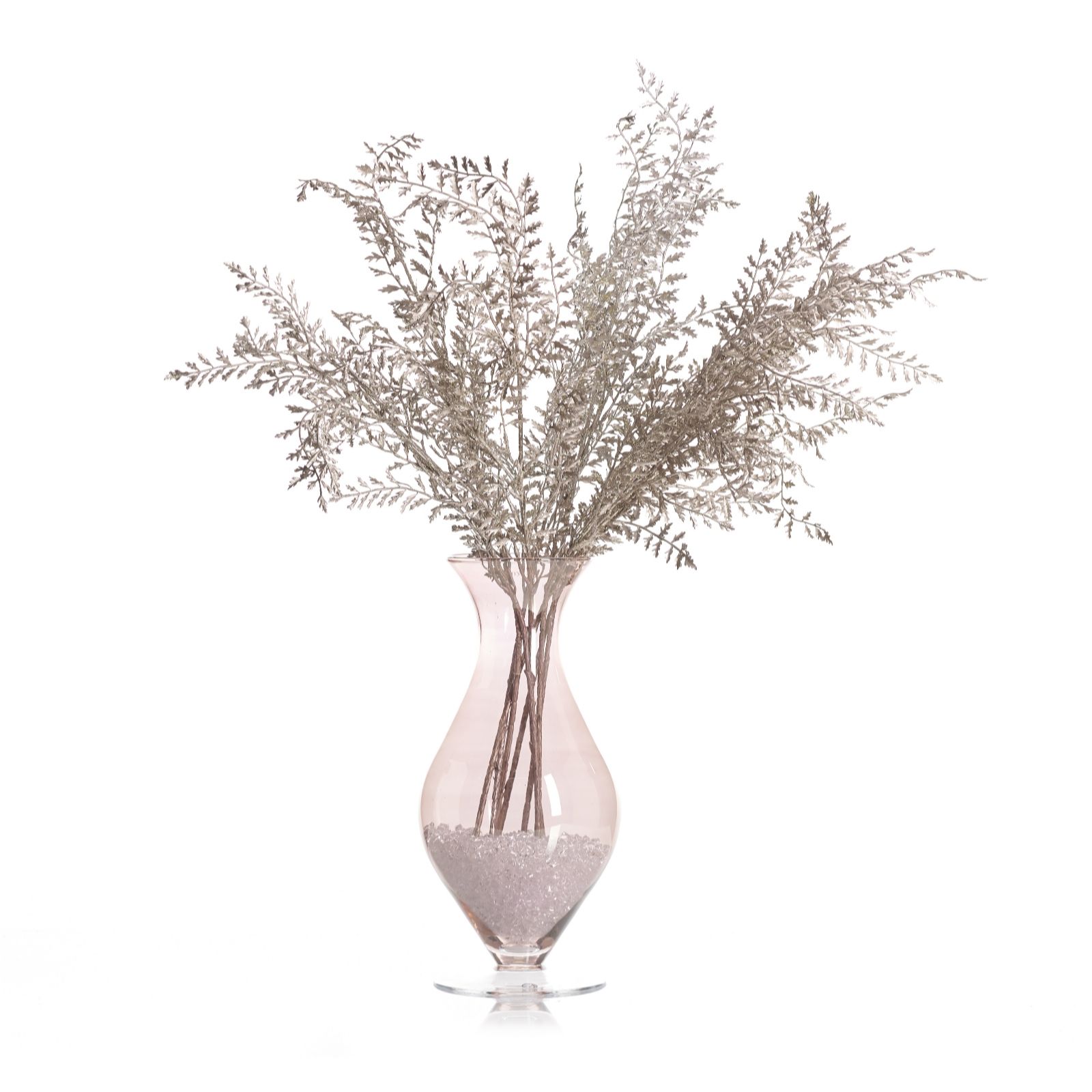 Peony Winter Branches In Ice Chips In Hourglass Vase Qvc Uk