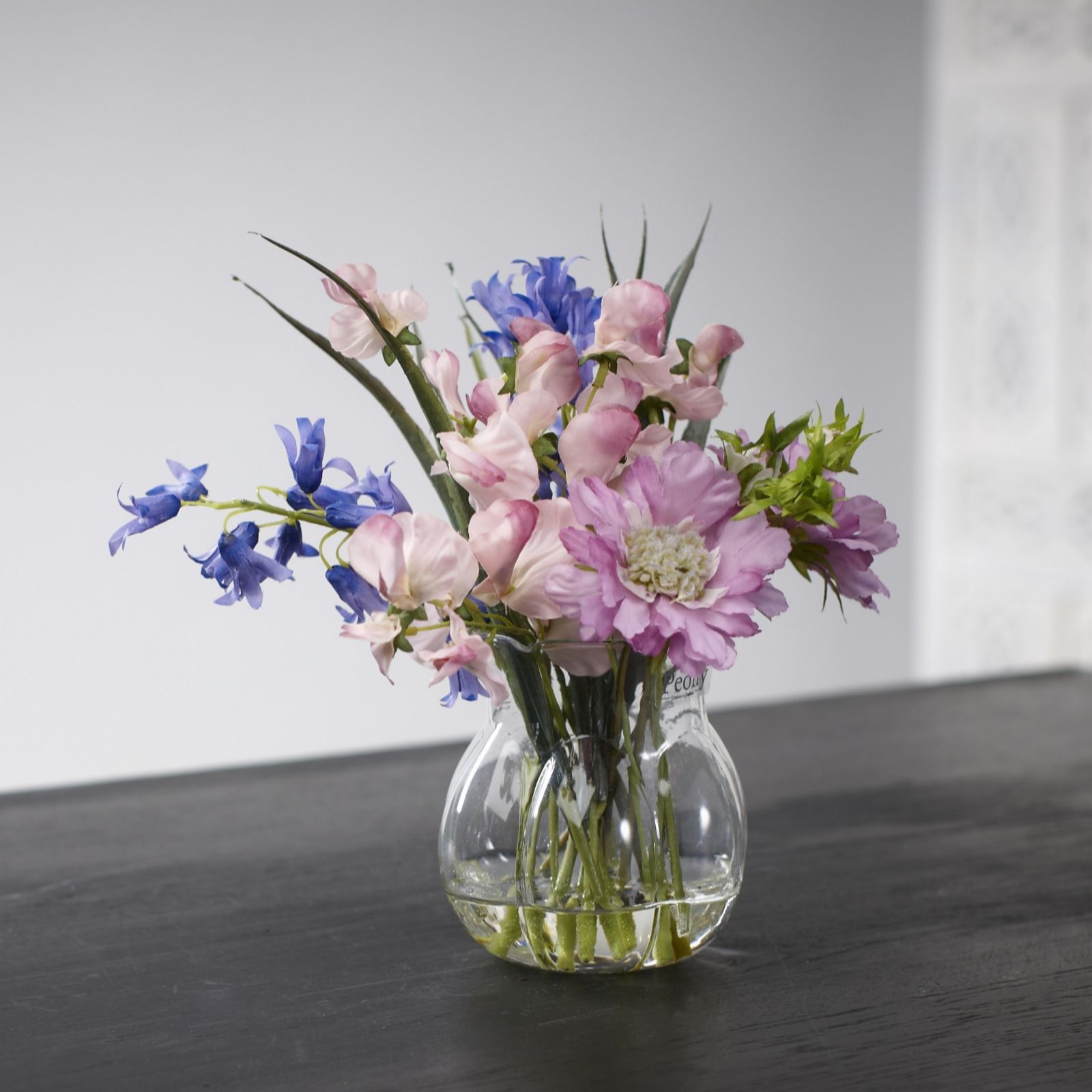 Peony Faux Bluebells, Sweetpeas & Scabiosa in a Vase Page 1 QVC UK
