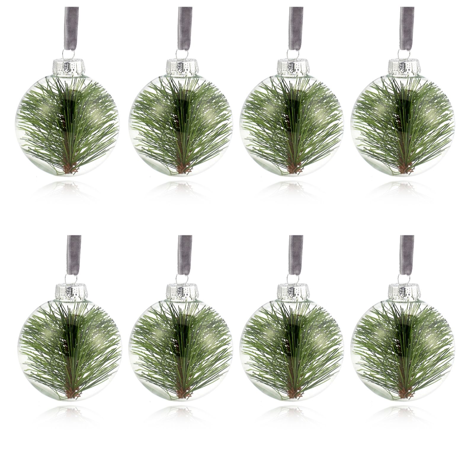 Alison Cork Set of 8 Glass Decorations with Greenery - QVC UK