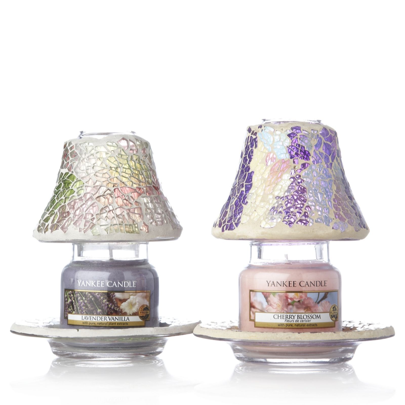 Yankee Candle Set of 2 Smash Mosaic Shades & Trays with Small Jars - QVC UK