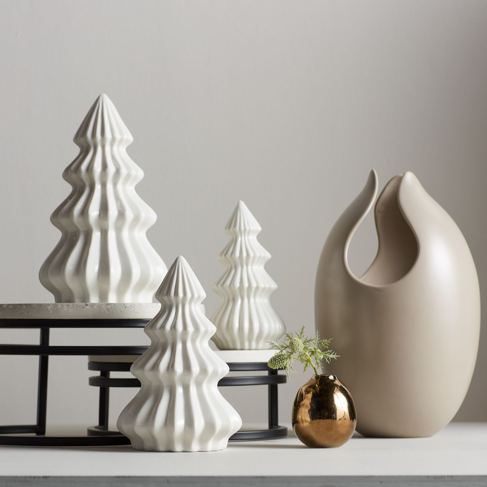 K by Kelly Hoppen Set of 3 Light Up Porcelain Trees QVC UK