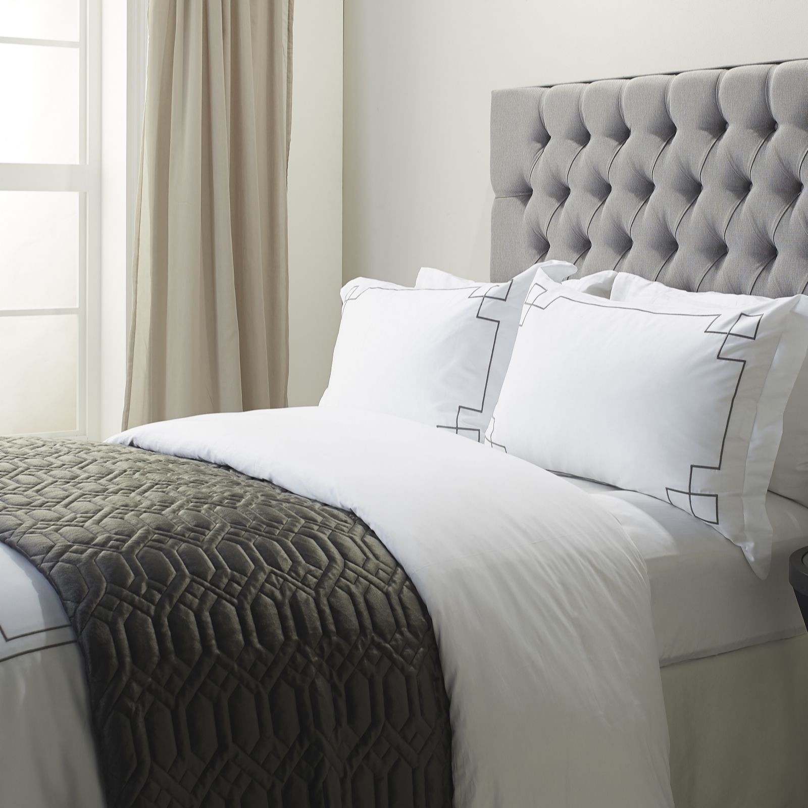 K By Kelly Hoppen Quartz Velvet Embroidered Bedspread - QVC UK