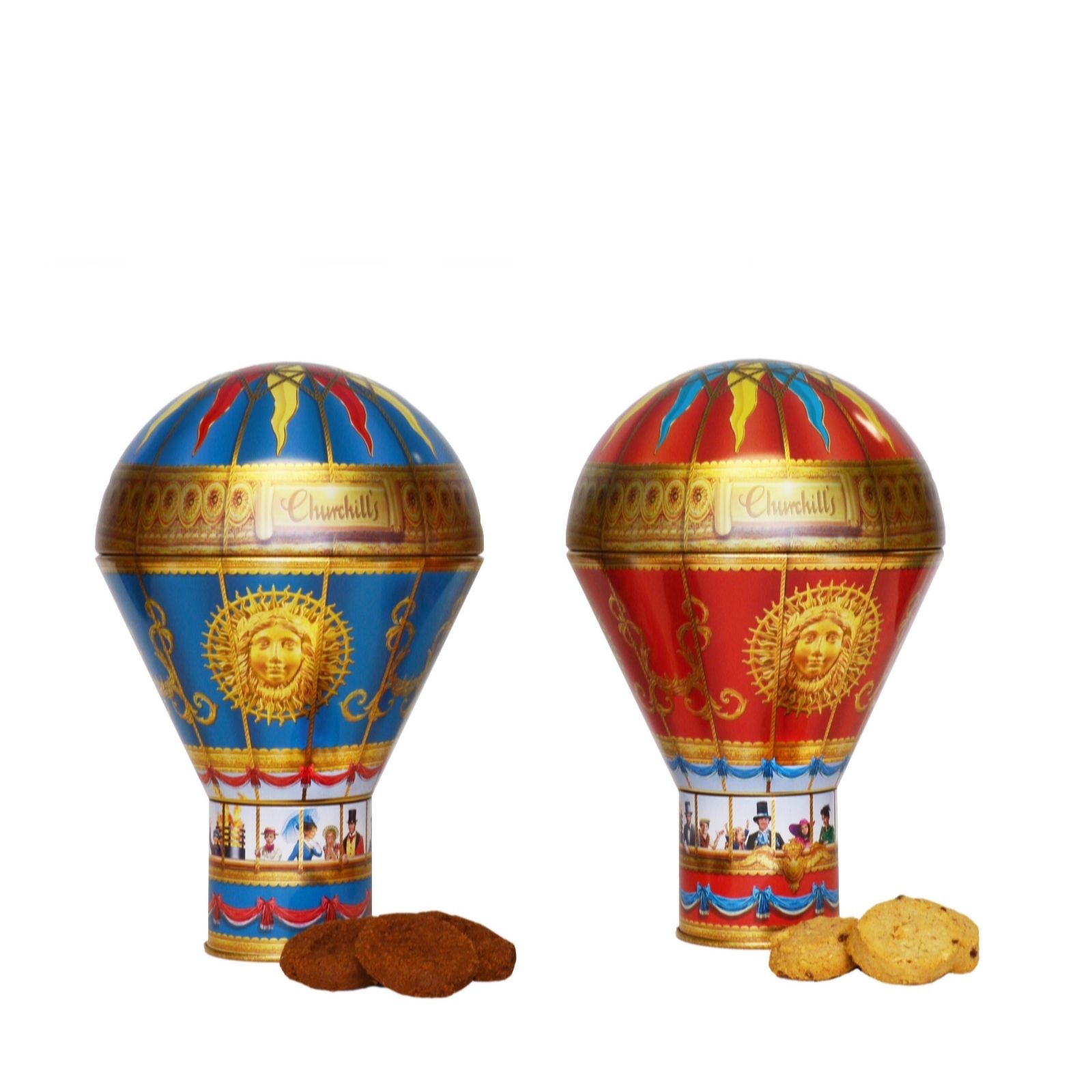 Churchill's Confectionery Set of 2 Hot Air Balloon Tins with Biscuits ...