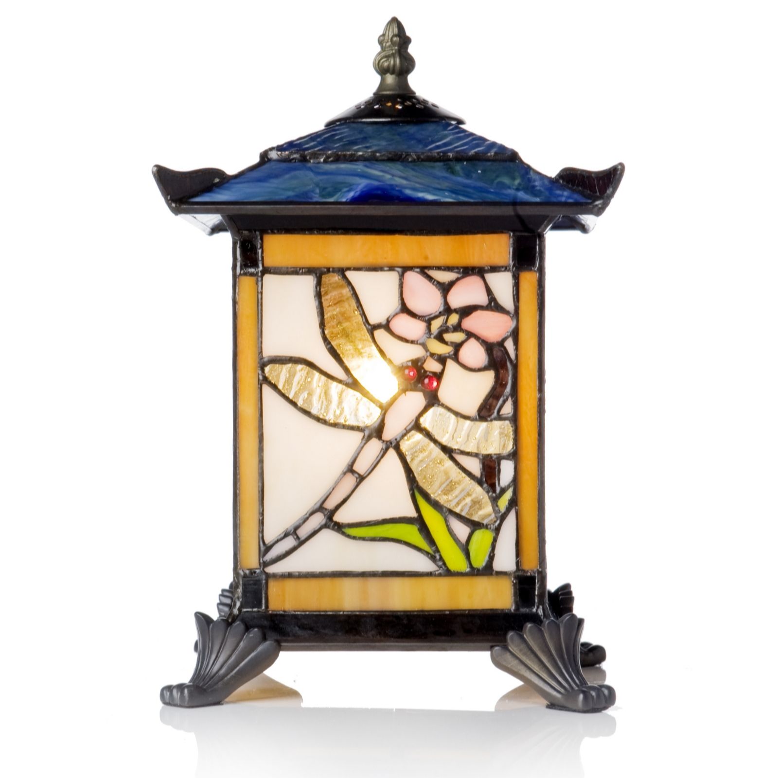 Tiffany Style Handcrafted Dragonfly Lantern Novelty Lamp QVC UK