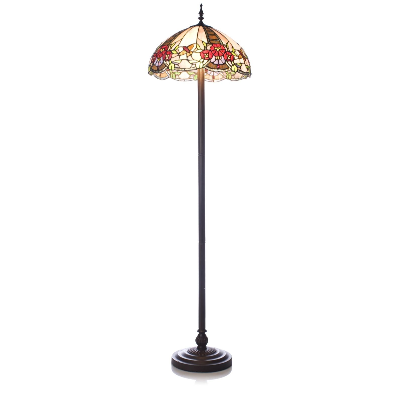Tiffany Style Handcrafted Elegant Flowers & Hummingbirds Floor Lamp