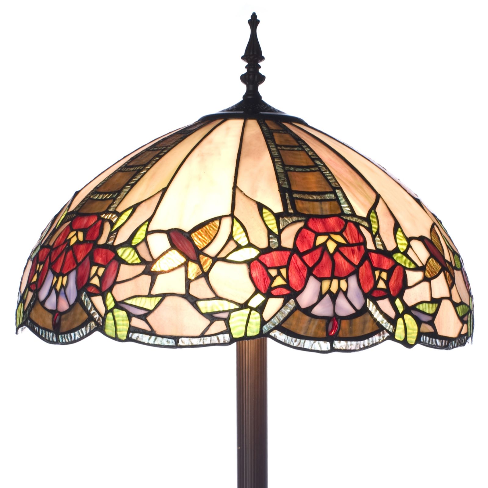 Tiffany Style Handcrafted Elegant Flowers & Hummingbirds Floor Lamp