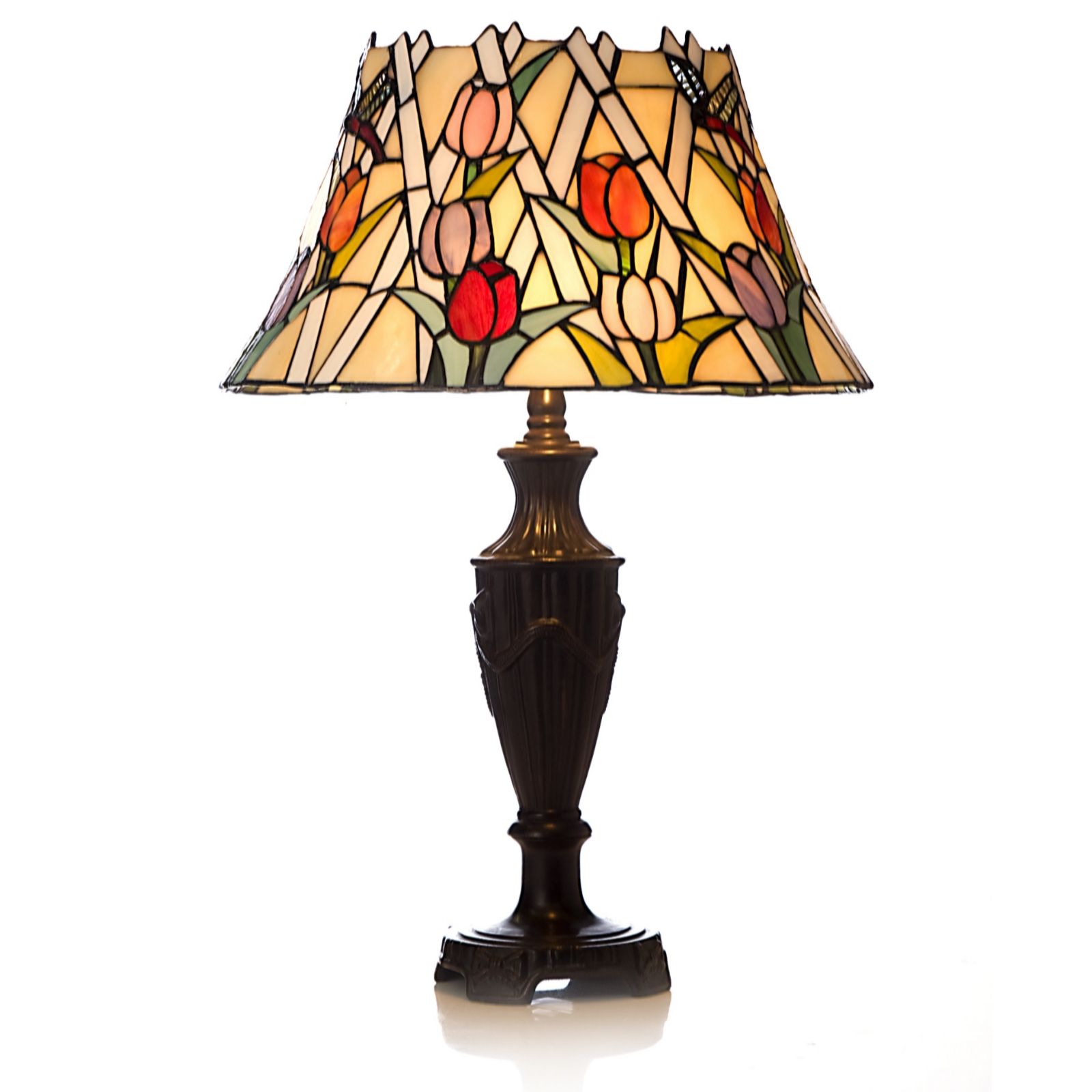 Tiffany Style Handcrafted Tulip Lattice Table Lamp QVC UK
