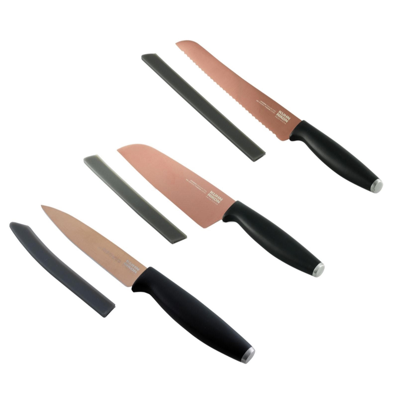 Kuhn Rikon Colori Titanium 3 Piece Rose Gold Paring Santoku