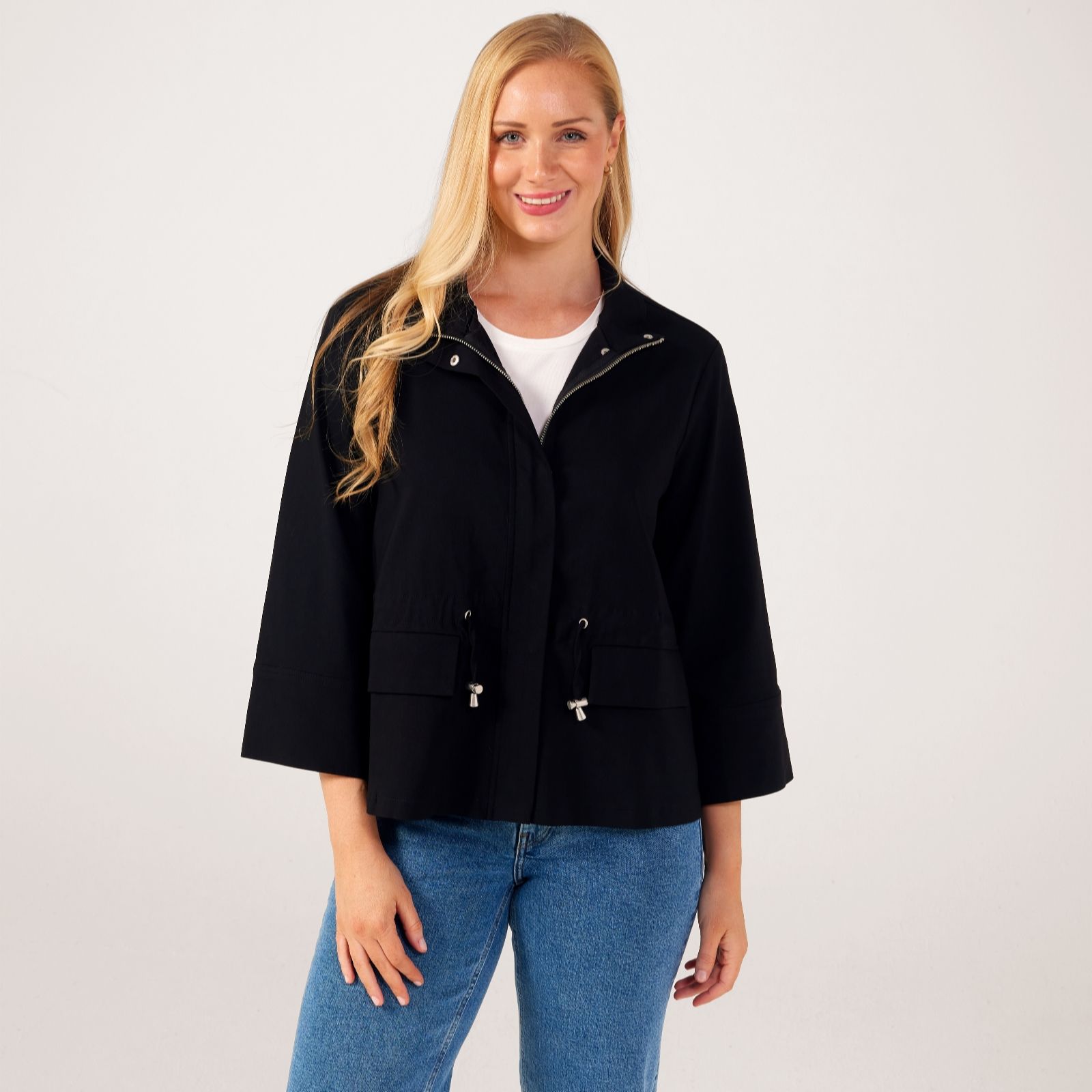 Marlawynne Black Wynne Layers Snap Flatter Fit Jacket