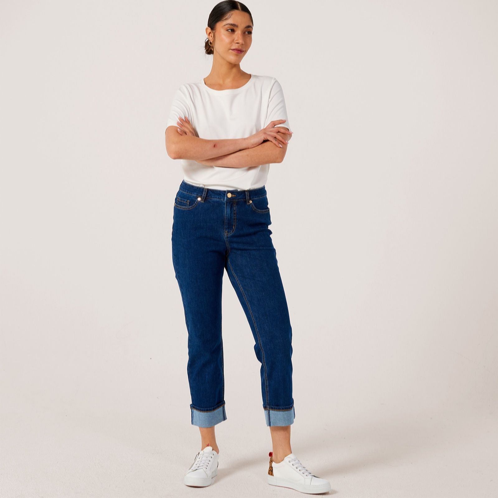 Ruth Langsford Dark Indigo Turn Up Jeans Standard