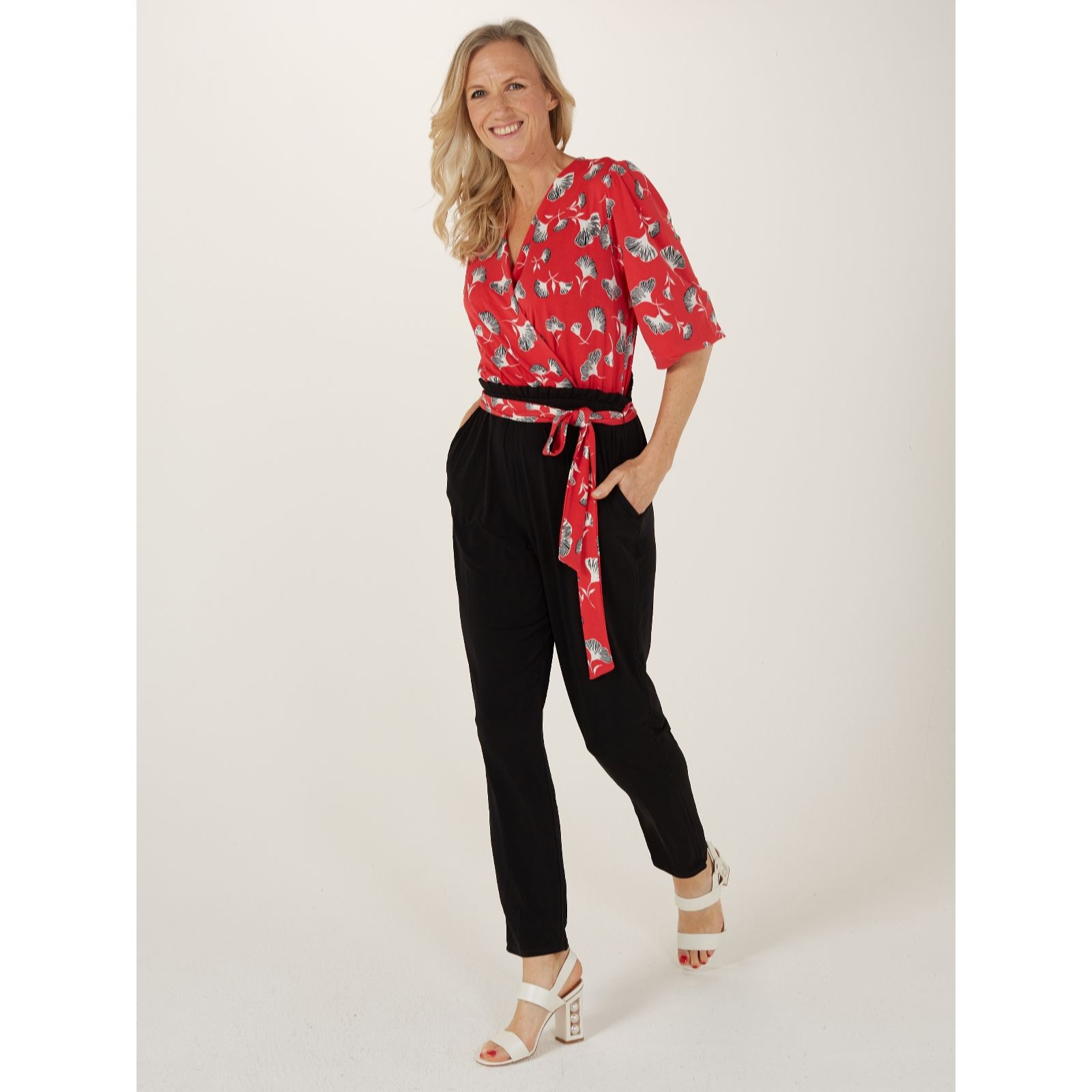 Brenda Edwards Wrap Front Belted Jumpsuit Petite