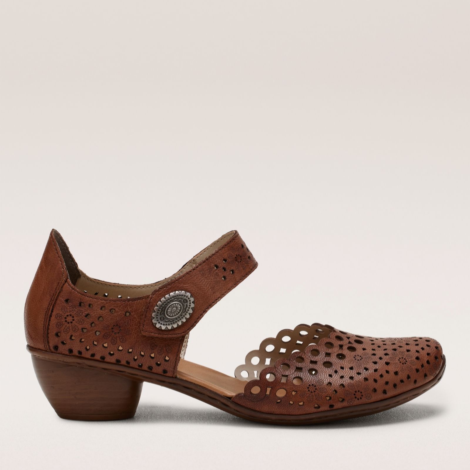 Rieker Women's Blue Mary Jane Heeled Shoe