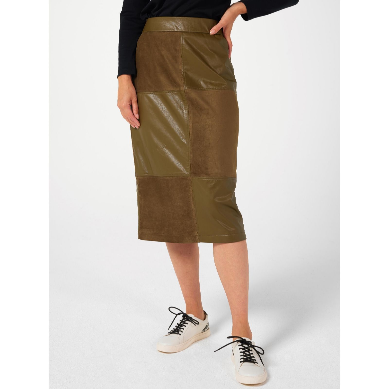 Ben de Lisi PU And Suedette Skirt Petite