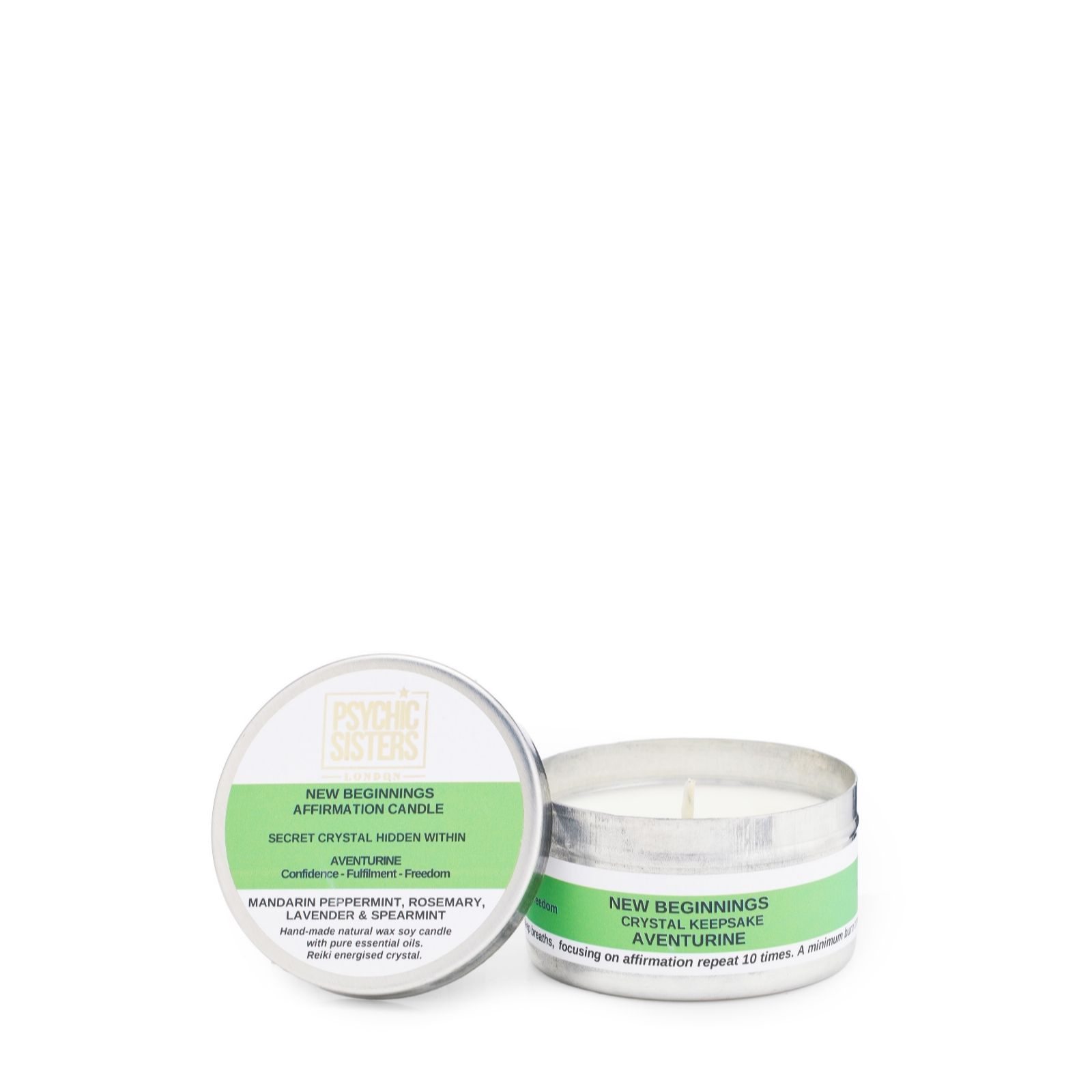Psychic Sisters Lavender New Beginnings Tin Candle