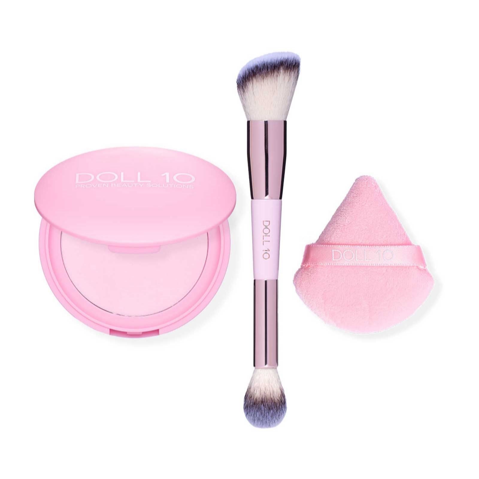 Doll 10 Pink Doll Skin Pressed Brightening Powder & Brush