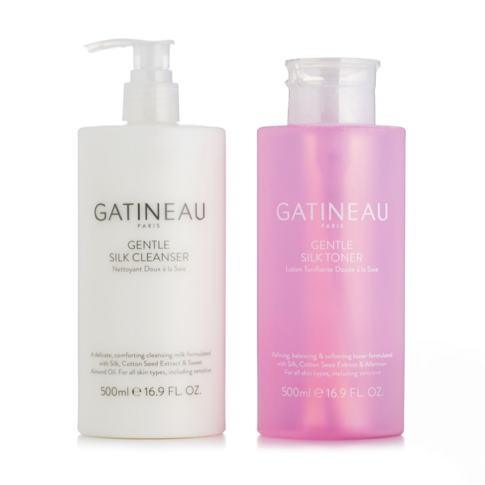 Gatineau Gentle Silk Cleanser and Toner 500ml Duo