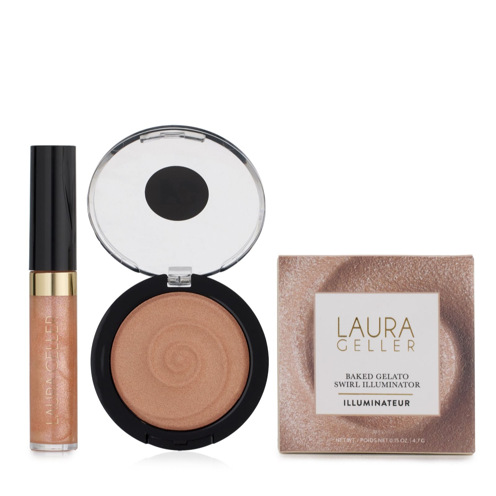 Laura Geller Golden/Light Baked Gelato Illuminator & Luster Lip Gloss Duo