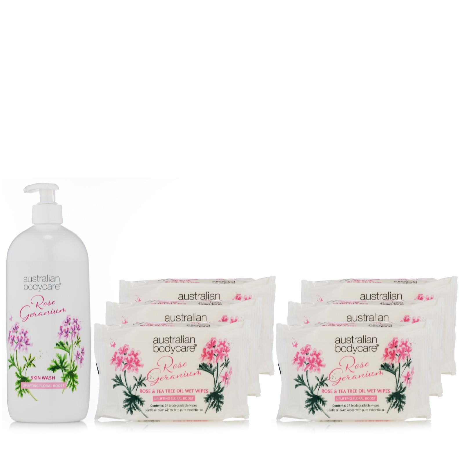 Australian Bodycare Rose 1 litre Skinwash & Wipes Ultimate Collection