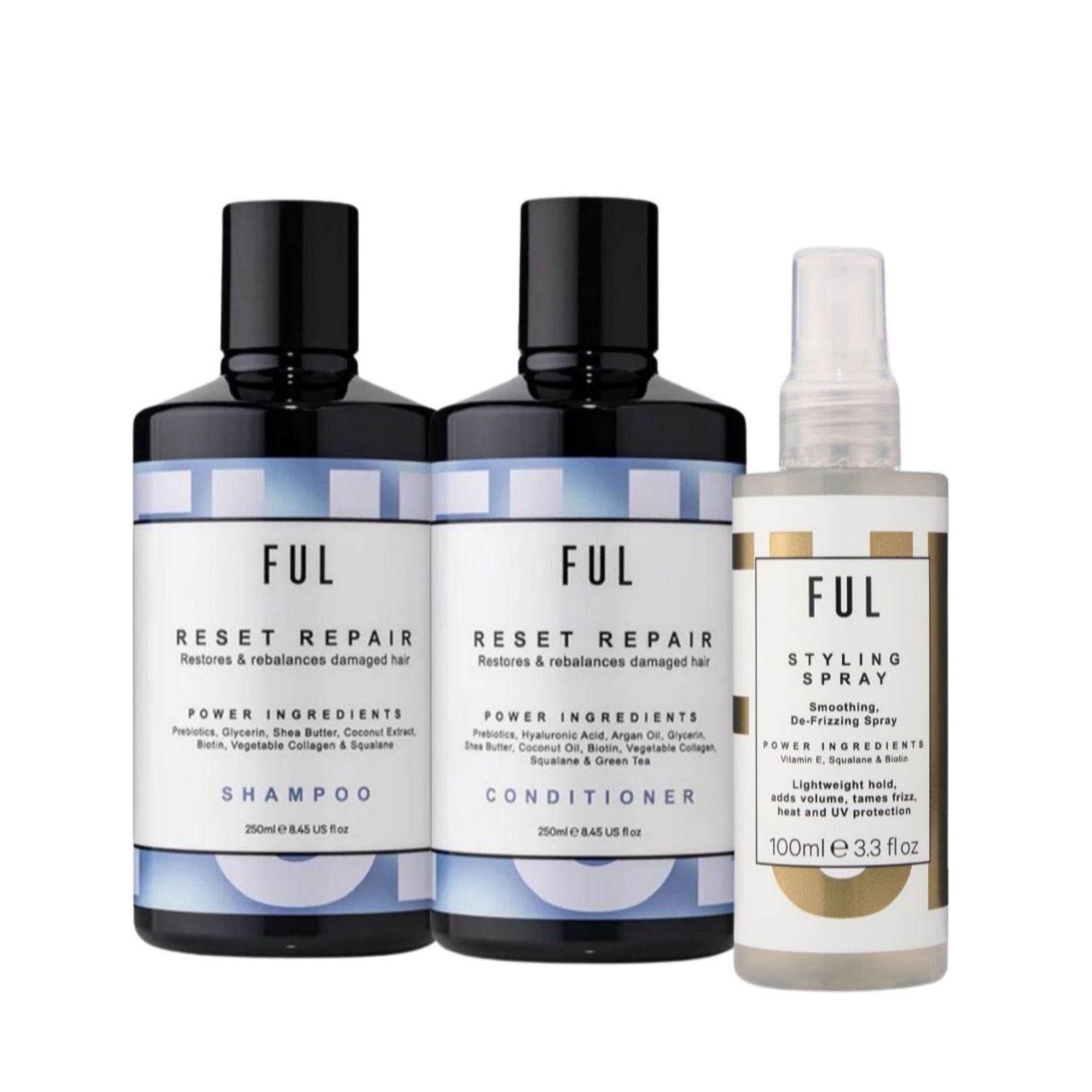 FUL Reset Repair Shampoo 250ml - Strengthening Cleanser for Dry, Damaged or Thinning Hair