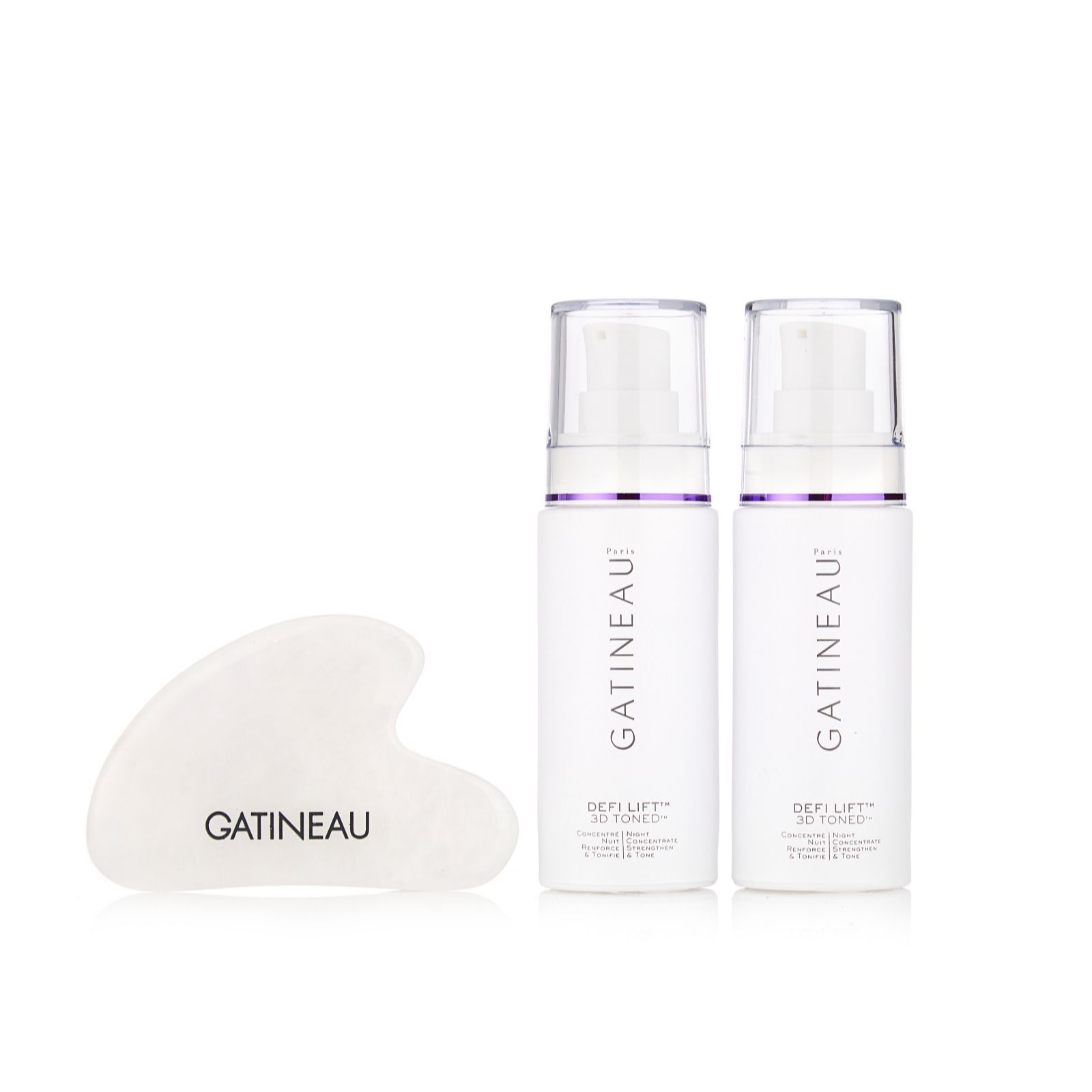 Gatineau 3D Toned DefiLift Night Serum Duo and White Jade Gua Sha