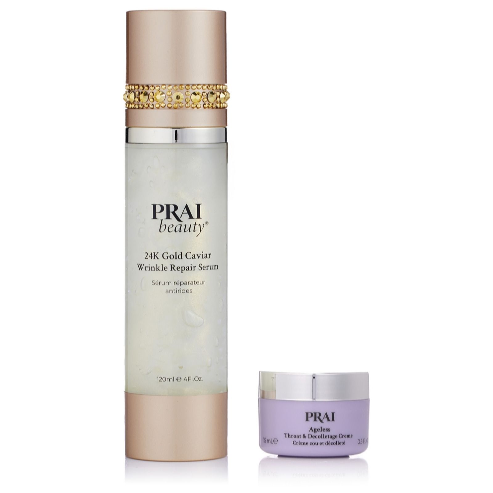 Prai 24k Gold Caviar Wrinkle Repair Serum 120ml with 15ml Throat Creme