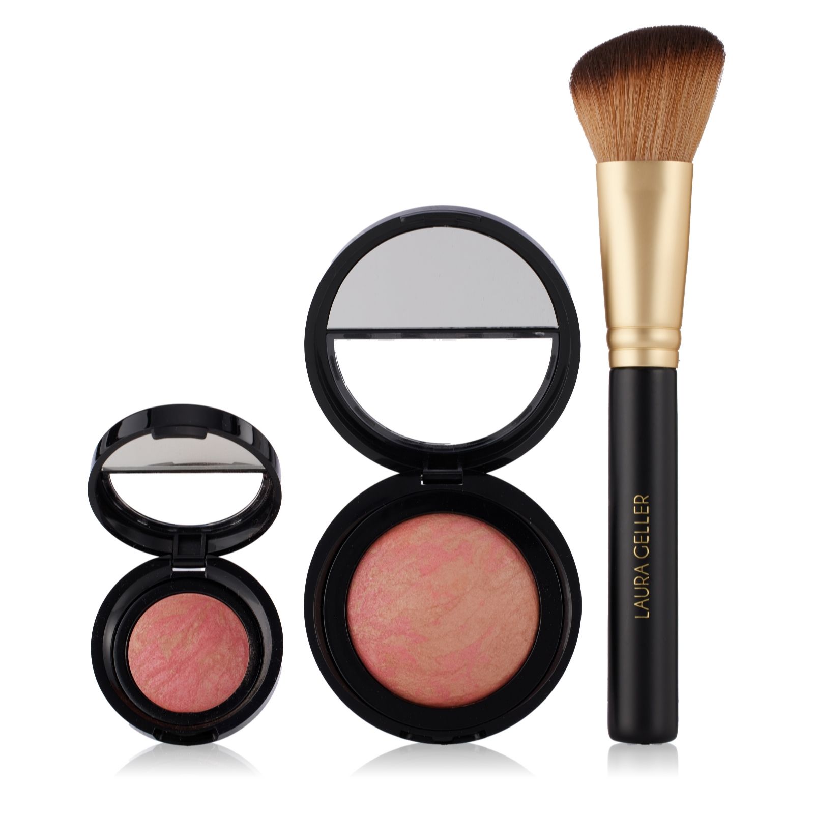 Laura Geller Peach Crumble Baked Blush-N-Brighten Home & Away With Cheek Brush