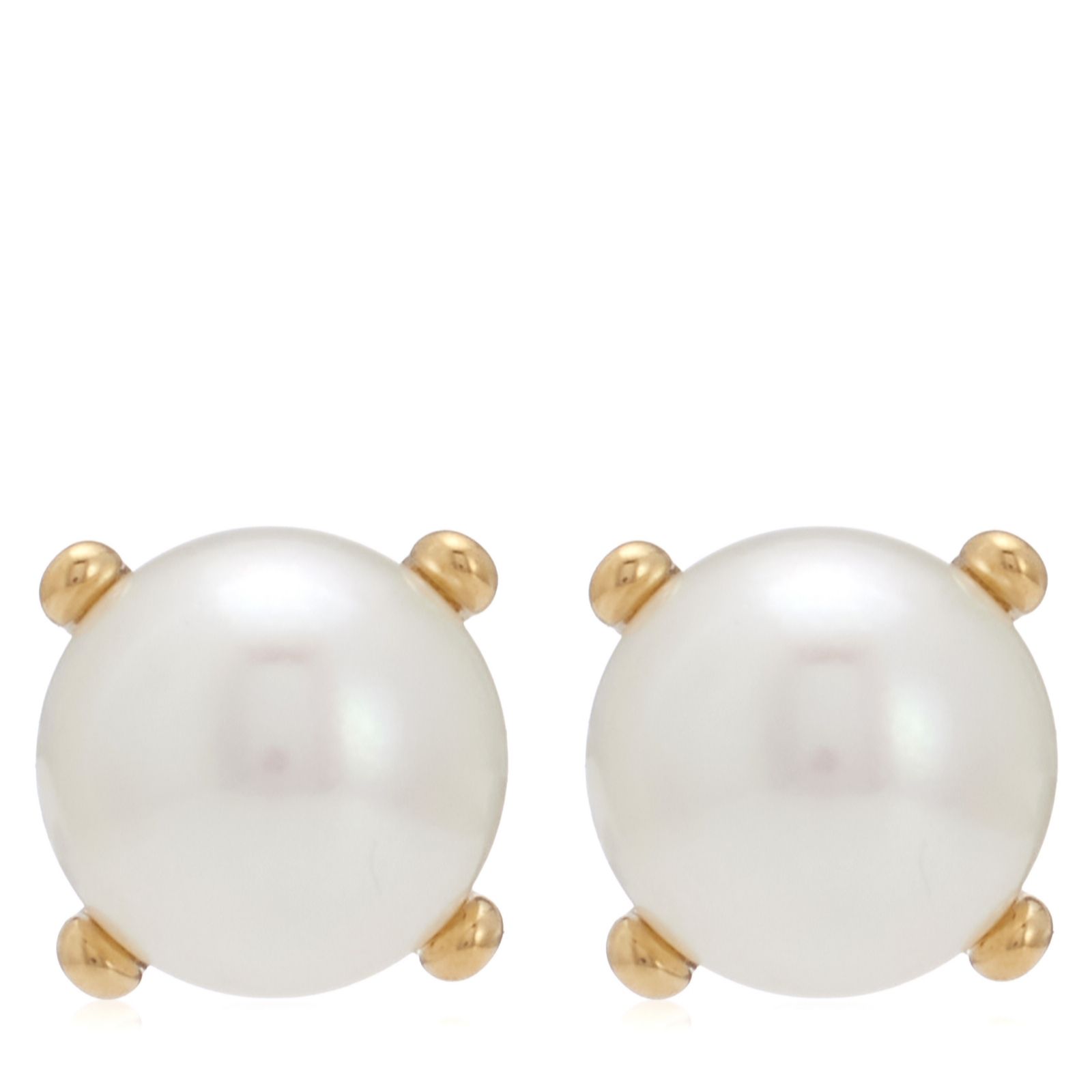 Lara Pearl 8mm Button Pearl Stud Earrings Stainless Steel