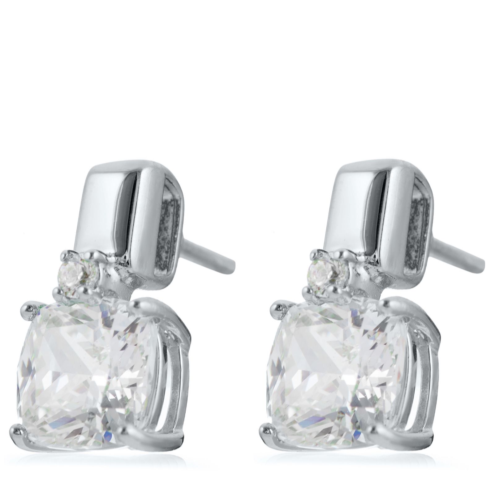 Diamonique 2ct tw Cushion Cut Stud Earrings Sterling Silver