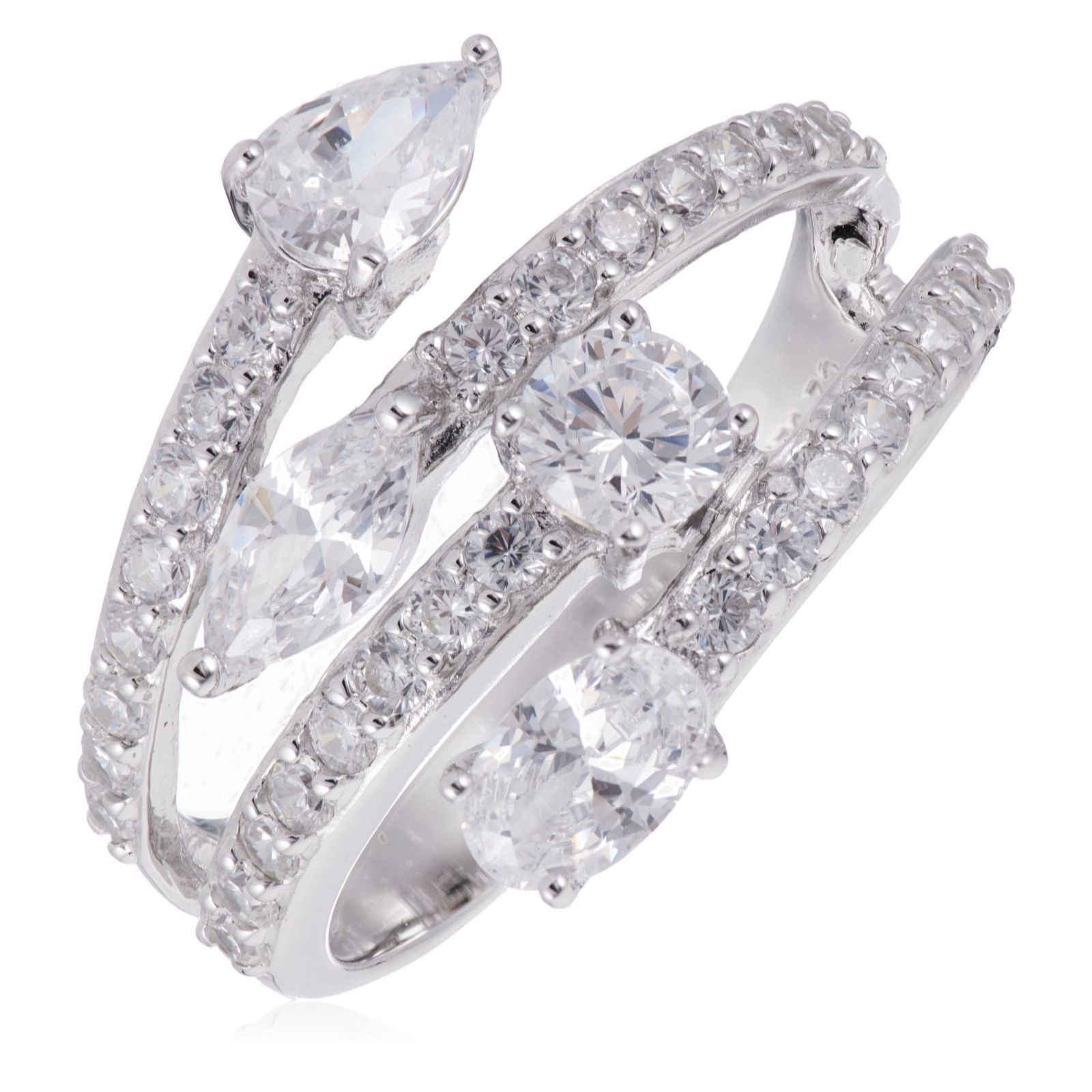 Diamonique 2.5ct Multi Band Marquise Ring Sterling Silver