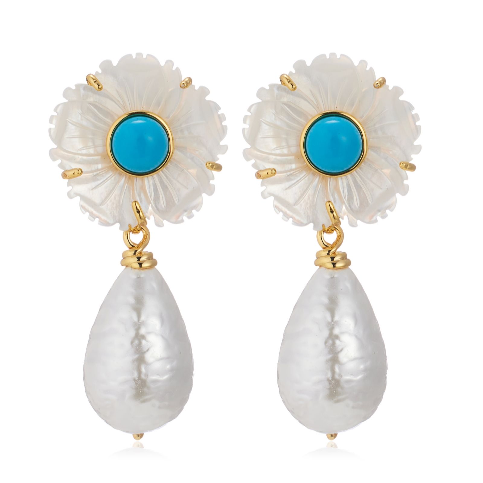Butler & Wilson Jewellery Gold Butler & Wilson Shell Flower Earrings