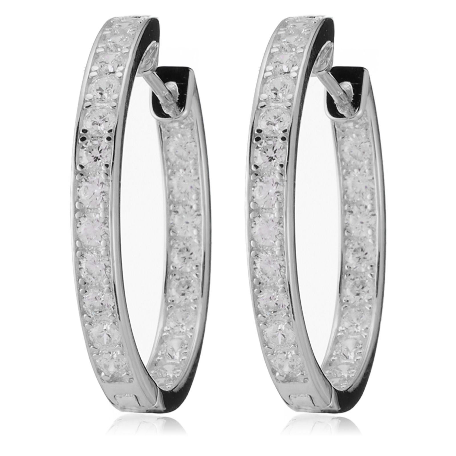 Diamonique 1.5ct tw Hoop Earrings Sterling Silver