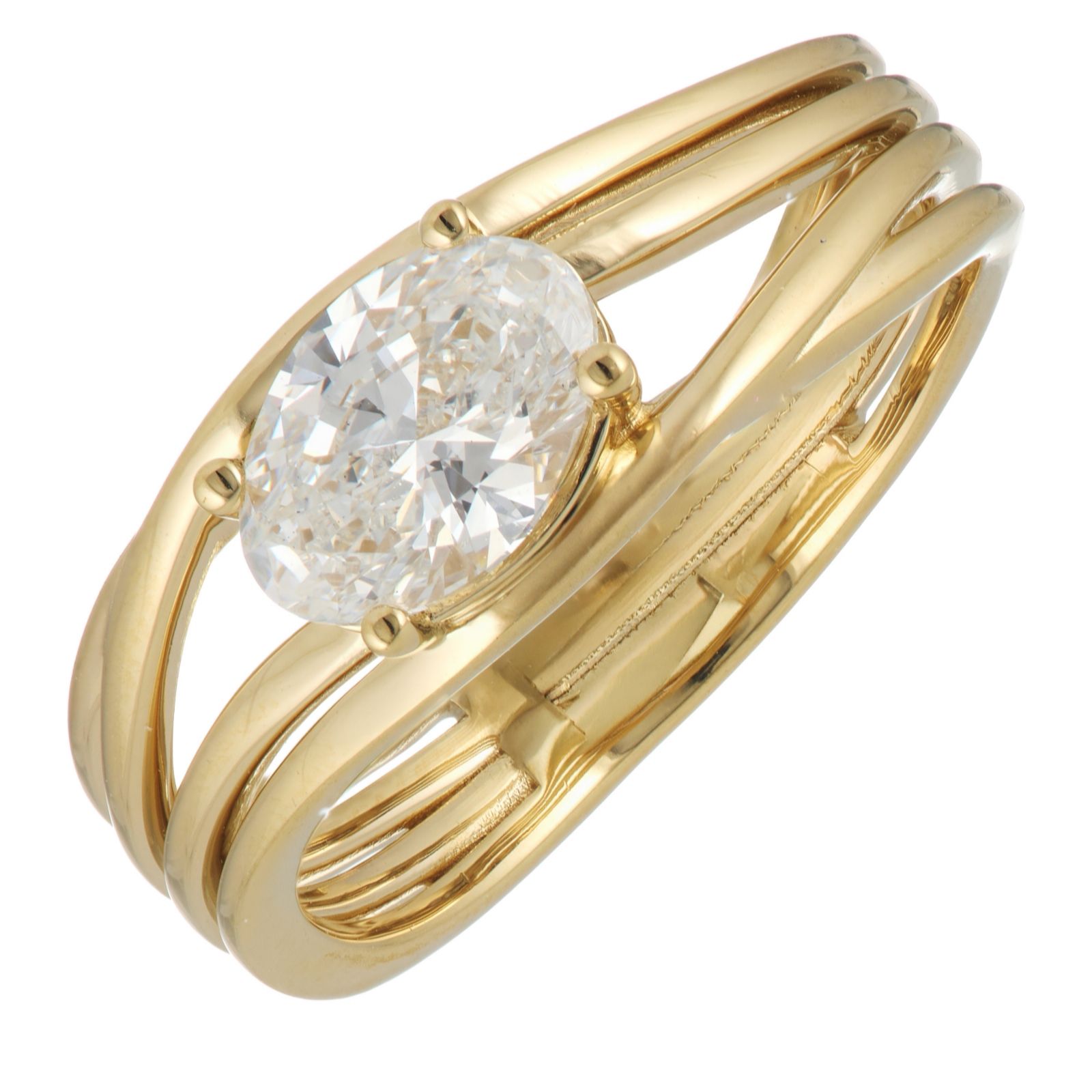 Fire Light 1ct Lab Grown Diamond Oval Cut Swirl Band Ring 18ct Gold...