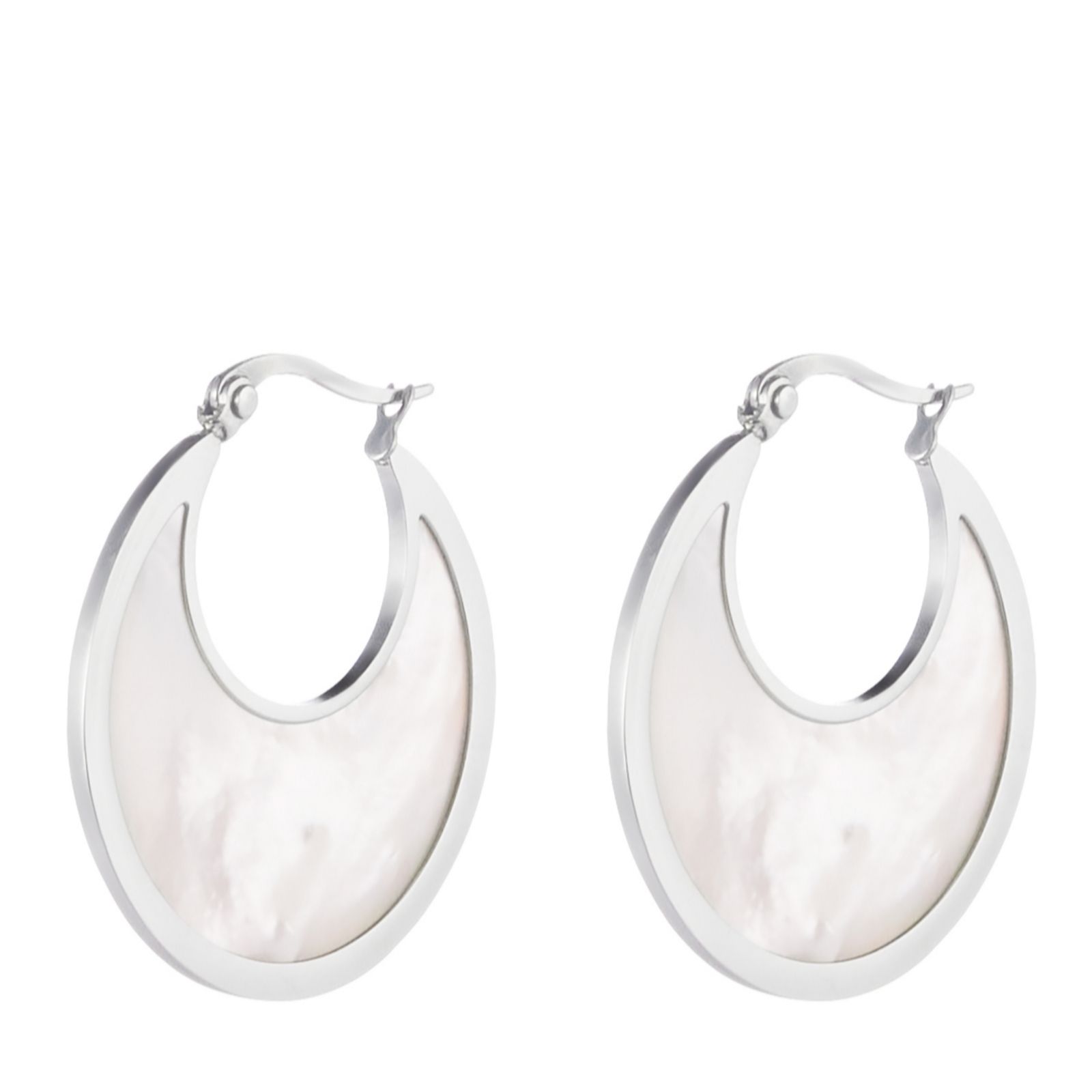 Lara Pearl Mother of Pearl Circle Earrings Stainless Steel