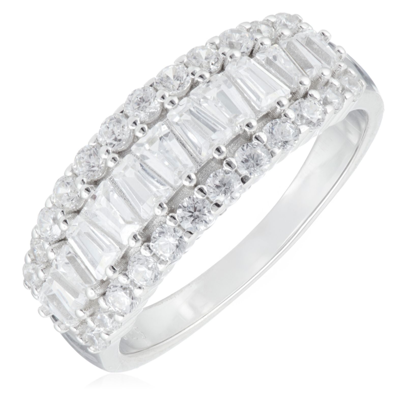 Diamonique 0.89ct tw Mixed Cut Band Ring Sterling Silver