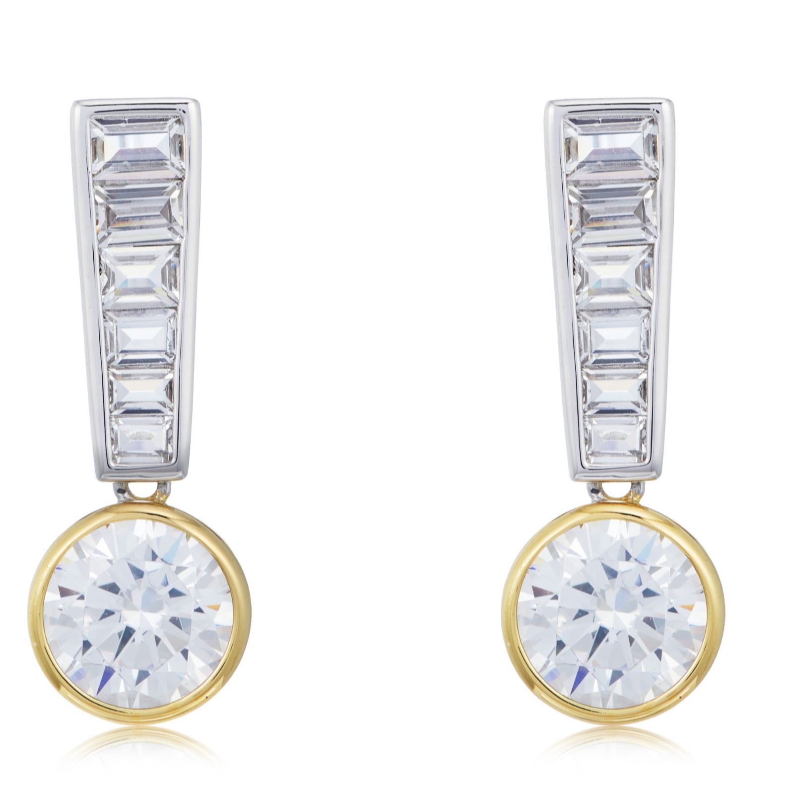 Diamonique 0.8ct Bezel Two Tone Earring Sterling Silver