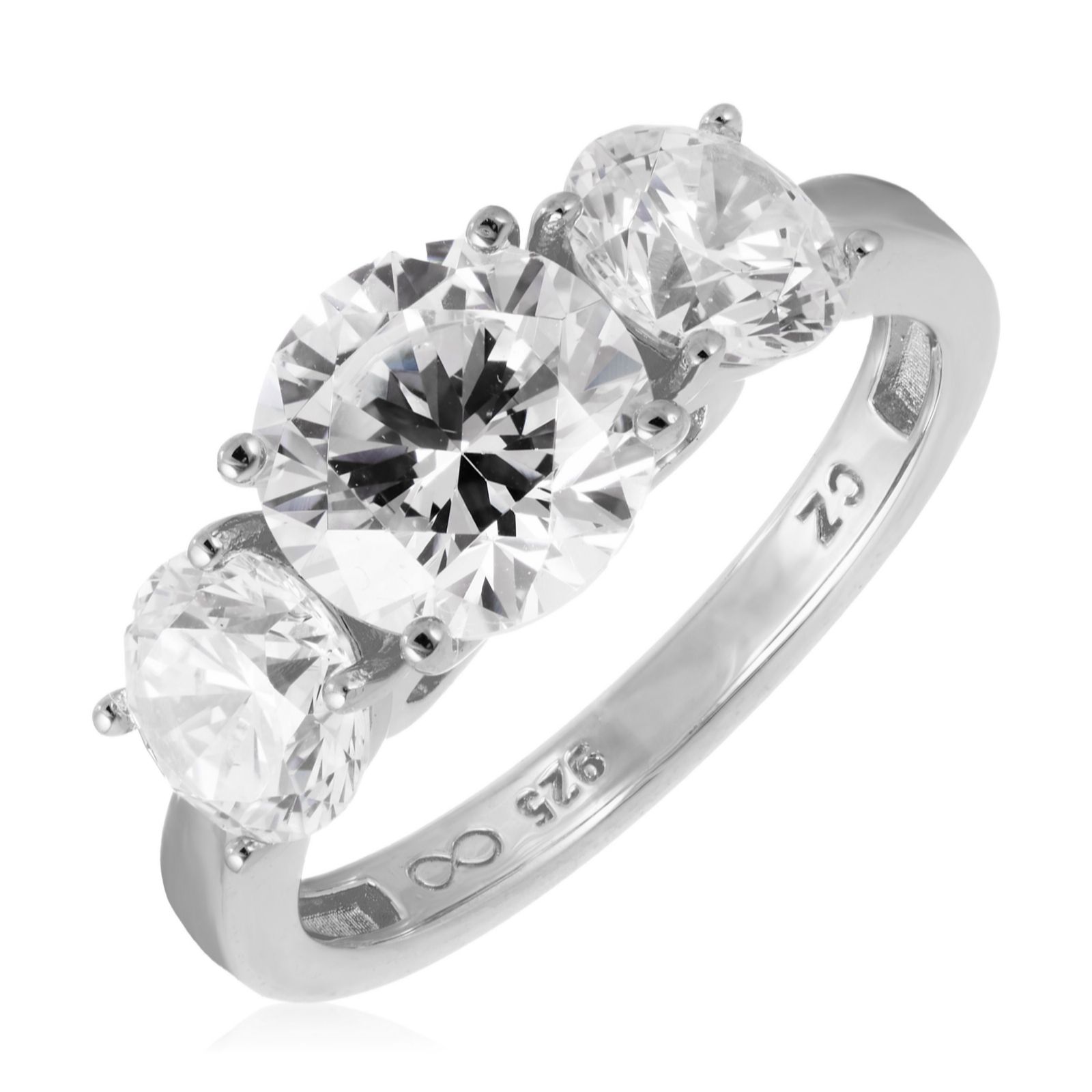 Diamonique 3.1ct tw 30th Anniversary Trilogy Ring Sterling Silver