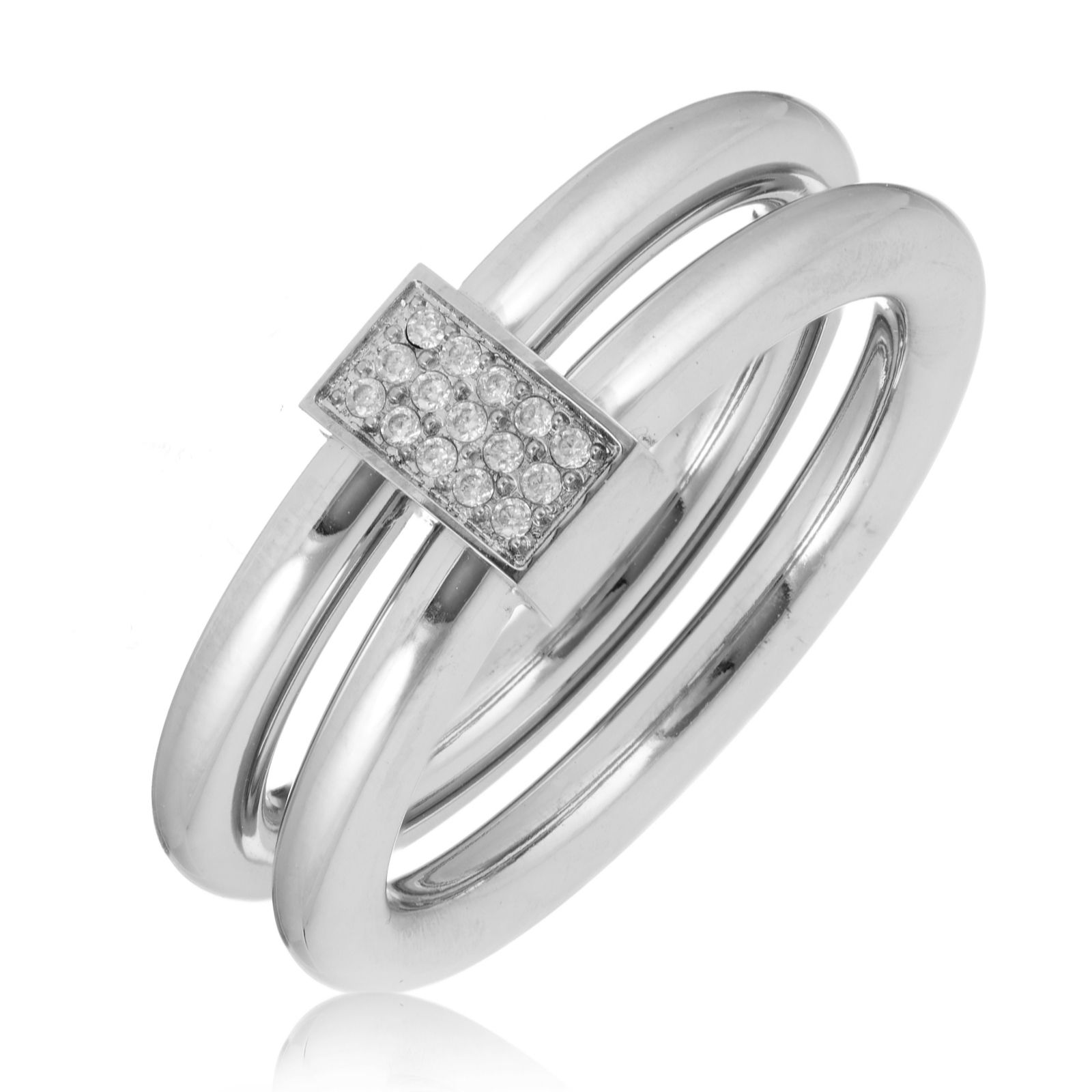 Steel by Diamonique Double Row Band Ring Stainless Steel