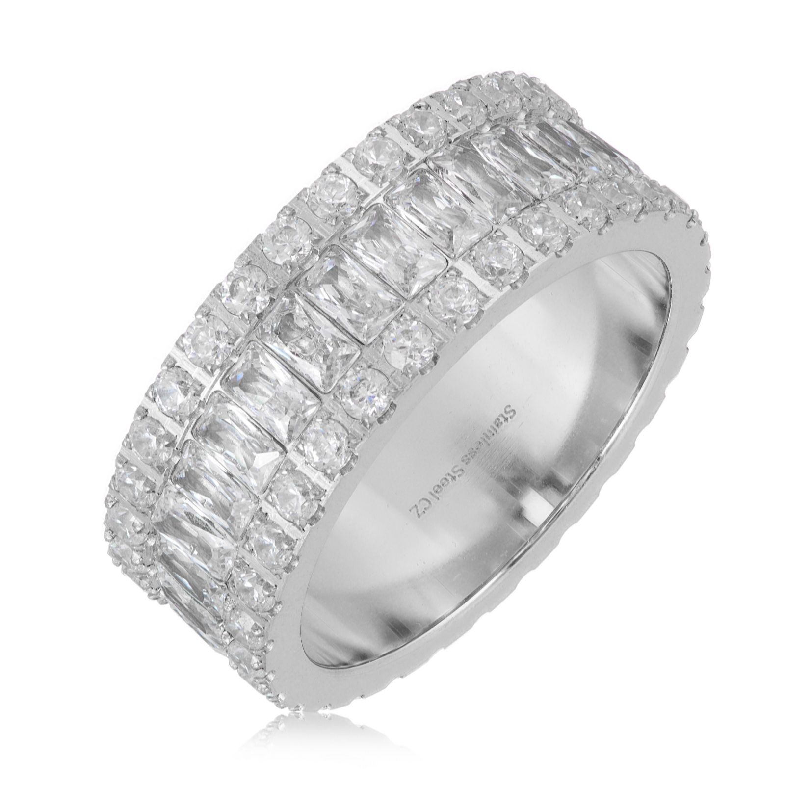 Steel by Diamonique 0.4ct tw Band Ring Stainless Steel