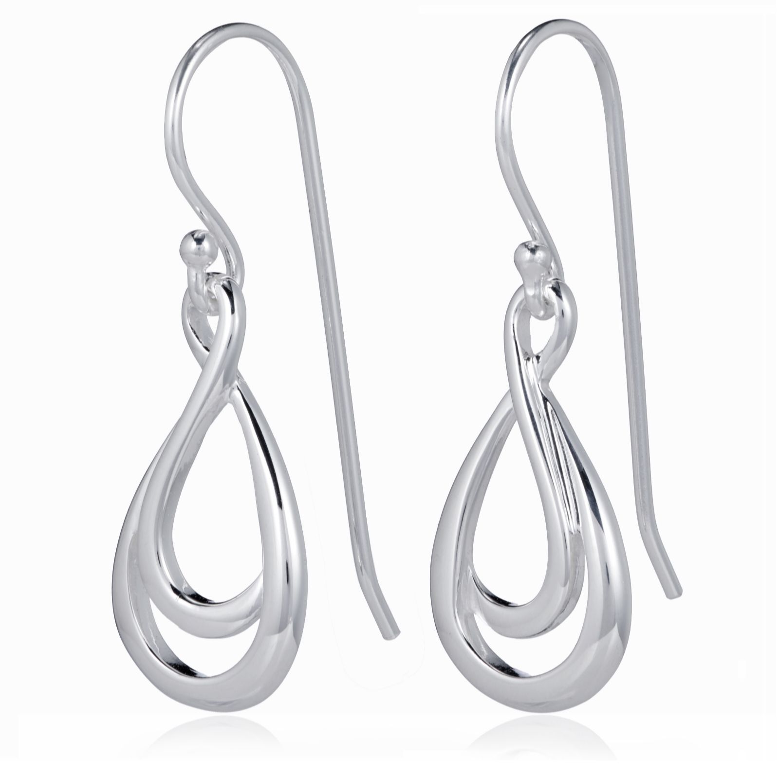 Nina B Double Loop Drop Earrings Sterling Silver