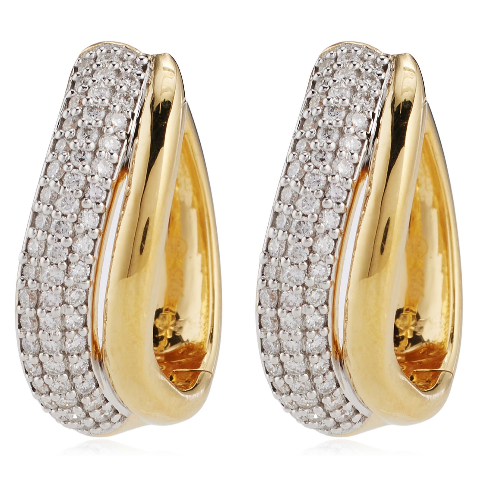 Fire Light 0.50ct Lab Grown Diamond Pave Wave Earrings 18ct Gold Ve...