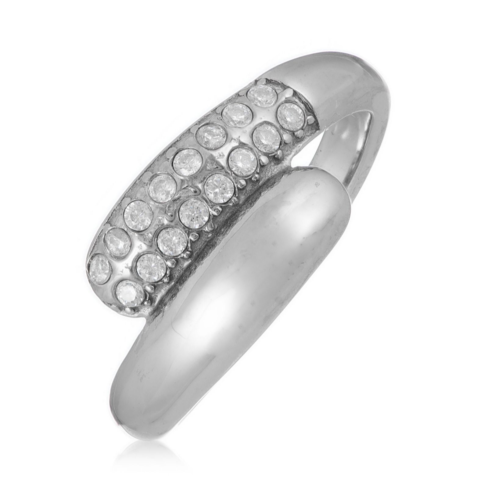 Steel by Diamonique Cross Over Pave Ring Stainless Steel